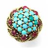 Image 1 : 18Kt Gold Turquoise and Ruby Ring #975444