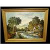 Image 1 : Cottage River Landscape Oil Painting Forest #975554