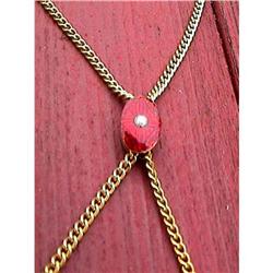 14kt Gold Enamel Pearl Opal SLIDER NECKLACE 14k #975596