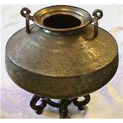 Engraved 18c Bronze Islamic  Urn Vase Bowl #975600