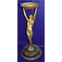 Deco Pewter Female Nude Sculpture Staute Girl #975602