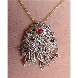 18kt Gold Ruby Diamond NECKLACE PENDANT 18k #975619
