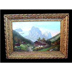 French Alps Cottage Cabin Oil Painting Scene #975622