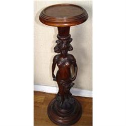 Wooden Figural Girl Candle Stand Statue Holder #975624