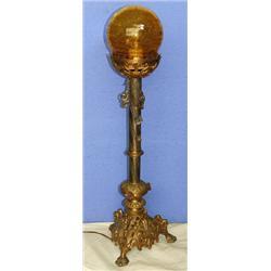 19c Victorian Bronze Parlor Lamp Acanthus Leaf #975632