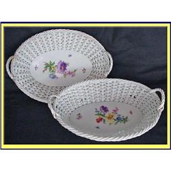 PAIR MEISSEN BASKETS / WOVEN BOWLS 19C #975712