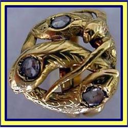 EARLY 19C GOLD & ROSE CUT DIAMOND SNAKE RING #975719