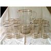 Image 1 : Etched Glass Pitcher and 12 Glasses Gold Trim #988682