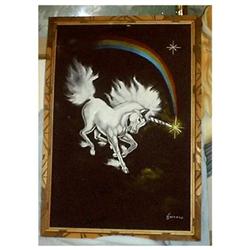 Unicorn Oil Painting on Black Velvet #988698