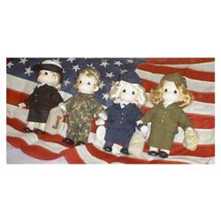 Precious Moments 4  Dolls,Army,Navy,Marine,Air #988702
