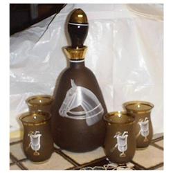 Topaz Satin Glass, Horse/Race /Saddle Motif #988707