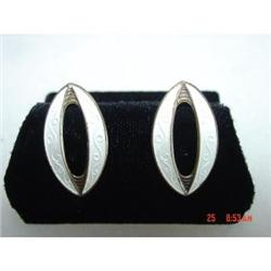 Aksel Holmsen Guilloche Enamel SterlingEarrings #988730