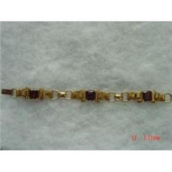 Art Deco Ruby Gold Link Bracelet #988744
