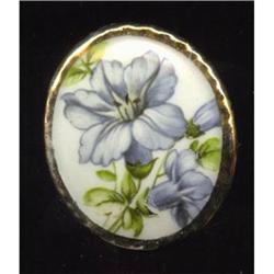 Victorian Limoges Brooch Porcelain Transferware #988822