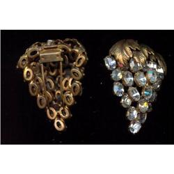Art Deco Rhinestone Pair  Fur Clips 52 Large #988826