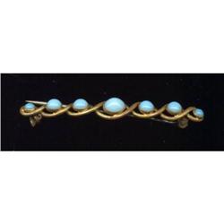 Blue Glass Victorian Brooch Bar Pin #988827