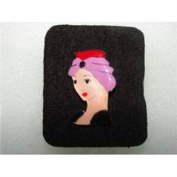 Art Deco Guilloche  Enamel  Lady Brooch #988830