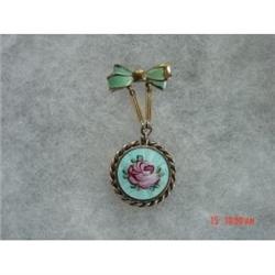 1800's Guilloche Brooch Locket Stones inside #988833