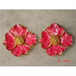 Pink Flower Handpainted Porcelain Earrings #988835