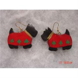 BAKELITE CELLULOID SCOTTIE Dog Earrings Pierced #988839
