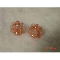 VOGUE Pink faceted crystal glass earrings  #988844