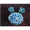 Image 1 : Blue Green Aurora Borealis Brooch Earrings Set #988874