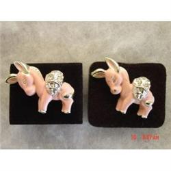 Set of 2  Enameled Rhinestone Donkey Brooches #988883