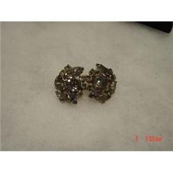 Gray Rhinestone WEISS Clipped Earrings #988911