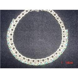 1950s Blue Green Rhinestone Necklace Choker #988936