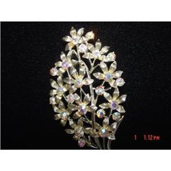 CORO Aurora Borealis Rhinestone brooch Leaf Pin #988939