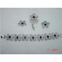 Sarah Coventry Black Silver Parure Bracelet, #988949