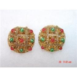 Boucher Jade  Coral Cabachon Earrings #988952