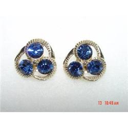 Aqua Blue Rhinestone Kramer Earrings #988957
