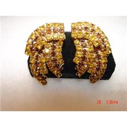 Amber Citrine Orange Rhinestone Earrings #988961