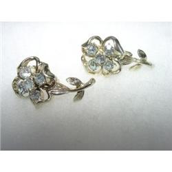 CORO Flower Clear Rhinestone Earrings #988967