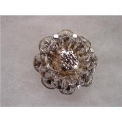 Sterling Filigree flower Brooch Art Deco #988976