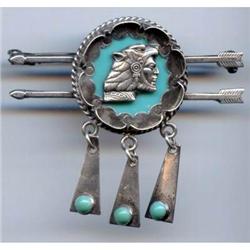Mexican Sterling Aztec Warrior Brooch #989013