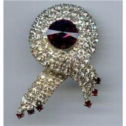 Purple Clear Rhinestone Bypass  Brooch AWSUM #989025