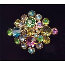 BIG Pastel  Multicolored Rhinestone Brooch ART #989026