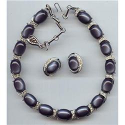 CORO GRAY RHINESTONE Thermoset  Necklace #989032