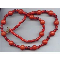  Clay Red Pottery  Glass  Necklace #989046