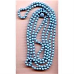 57 Inches  Blue Glass Bead Necklace #989050