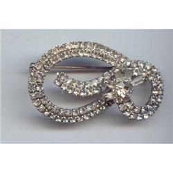 Gorgeous Clear  Rhinestone Brooch Vintage #989055