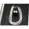 Image 1 : JAPAN 3 strand necklace Earrings bead set #989074