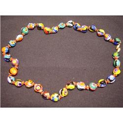 ITALIAN  MILLEFIORI  glass bead necklace or #989075
