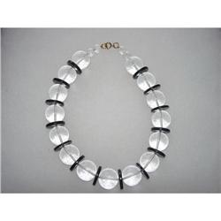 LUCITE Black White Huge Necklace 1960s #989086