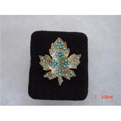  BOUCHER? Turquoise Leaf Brooch Numbered #989100