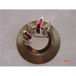 1940s? Boucher Red Clear Rhinestone Brooch #989101