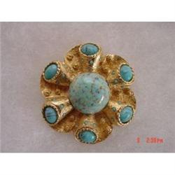 Vintage BENEDIKT NY Turquoise Brooch Pin #989106