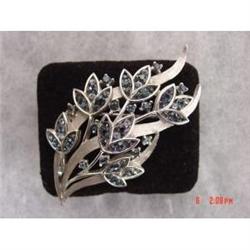Estate Crown TRIFARI Blue Rhinestone Brooch #989122